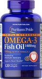 Puritan's Pride Triple Strength Omega-3 Fish Oil 1360 Mg (950 Mg Active Omega-3), 120 Count
