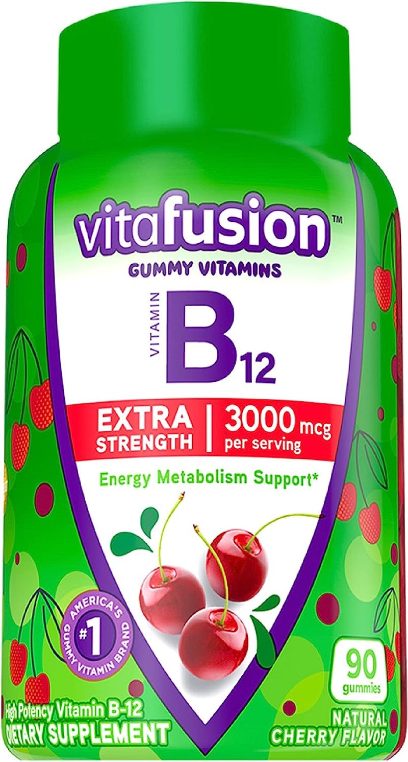 Vitafusion Extra Strength Vitamin B12 Gummy Vitamins, Cherry Flavored, 90 Count
