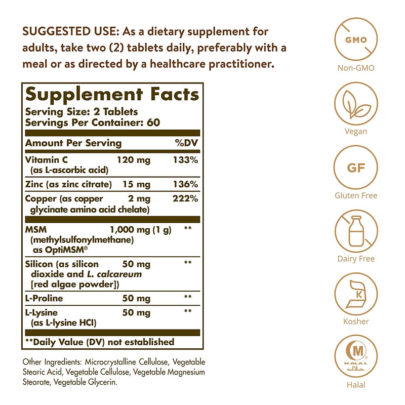 Solgar Skin, Nails & Hair, Advanced MSM Formula,120 Tablets