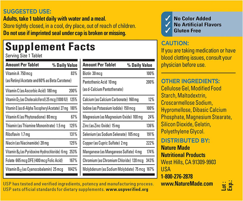 Nature Made Multivitamin For Him 50+, Mens Multivitamins for Daily Nutritional Support, Multivitamin for Men, 90 Tablets