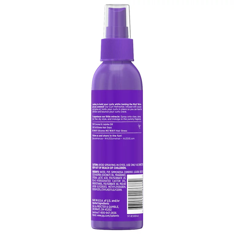 Aussie Miracle Curls Curl Refresher Spray Gel, Max Hold, 5.7 fl oz