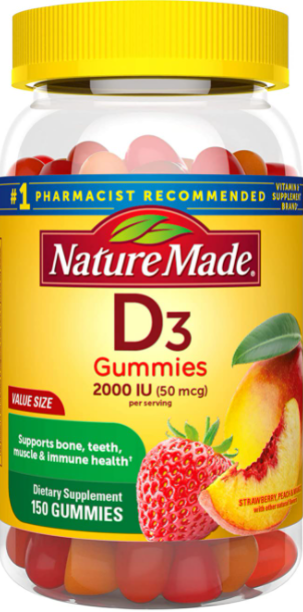 Nature Made Vitamin D3 2000 IU (50 mcg), 150 Gummies