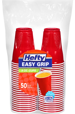 Hefty Easy Grip Plastic Party Cups (Red, 9 Ounce, 50 Count)