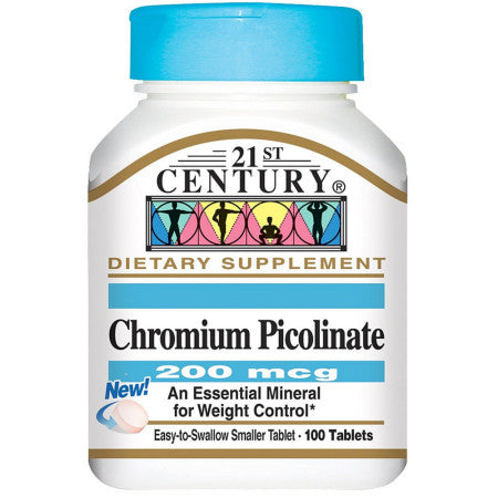 21st Century Chromium Picolinate 200 mcg Tablets 100 ea (1 Pack)