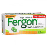 Fergon High Potency Iron Supplement Tablets 100 ea (1 Pack)