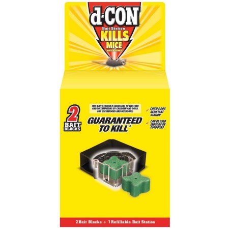d-CON Refillable Corner Fit Mouse Poison Bait Station, 1 Trap + 2 Bait Refills (1 Pack)