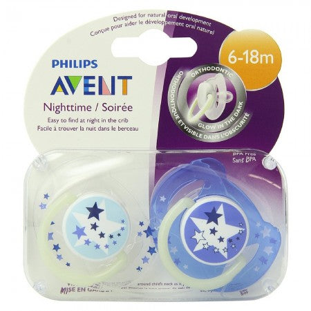Philips Avent BPA Free Night Time Pacifier, 6-18 Months 2 ea (1 Pack)
