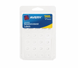 Avery Self-Adhesive Reinforcement Labels, 0.25 Inches, Round, White 560 ea (1 Pack)