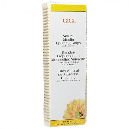 GiGi Natural Muslin Epilating Strips Large for All Soft Waxes 100 ea (1 Pack)