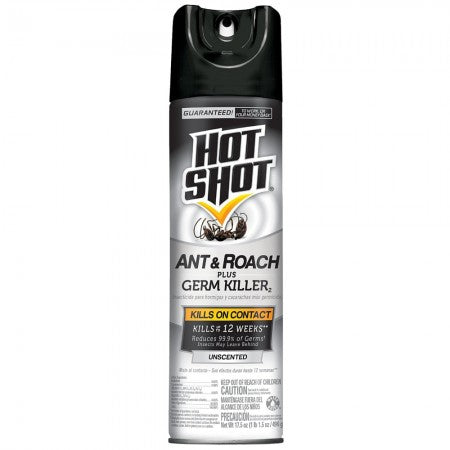 Hot Shot Ant & Roach Plus Germ Killer Aerosol, Unscented 17.50 oz (1 Pack)
