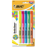 Bic Brite Liner Chisel Tip Fluorescent Highlighter, Assorted Colors 5 ea (1 Pack)