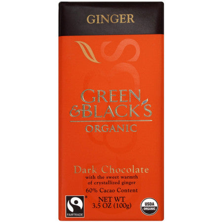 Green & Black's Organic, 3.5 oz Bars, Ginger Dark Chocolate 10 ea  (1 Pack)
