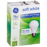 GE Energy-Efficient Soft White 53 Watt  Light Bulbs 4 ea (1 Pack)