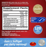 MegaRed Krill Oil 350mg Omega 3 Supplement with EPA, DHA, Astaxanthin & Phopholipids, Supports Heart, Brain, Joint and Eye Health, No Fish Oil Aftertaste - 120 Softgels (120 servings)