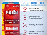 MegaRed Krill Oil 350mg Omega 3 Supplement with EPA, DHA, Astaxanthin & Phopholipids, Supports Heart, Brain, Joint and Eye Health, No Fish Oil Aftertaste - 120 Softgels (120 servings)