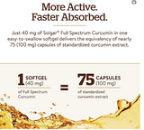 Solgar Full Spectrum Curcumin Liquid Extract, 30 Softgels - Faster Absorption - Brain, Joint & Immune Health - Long Lasting Support - Gluten Free, Non GMO, Dairy Free, Soy Free - 30 Servings