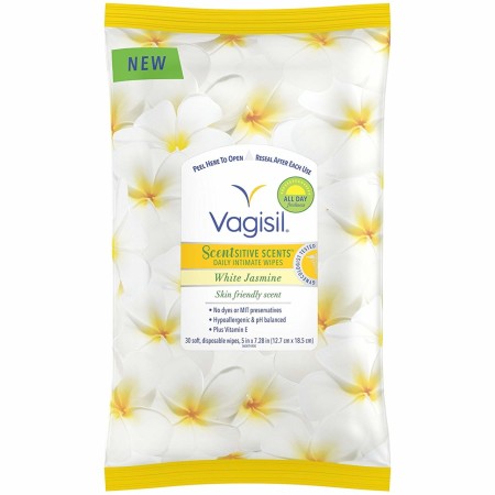Vagisil Wipes Scentsitive Scents, 30 Count Jasmine 30 ea (1 Pack)