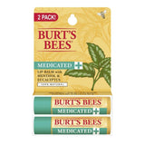 Burt's Bees 100 Percent Natural Medicated Moisturizing Lip Balm (Twin Pack) 1 ea (1 Pack)