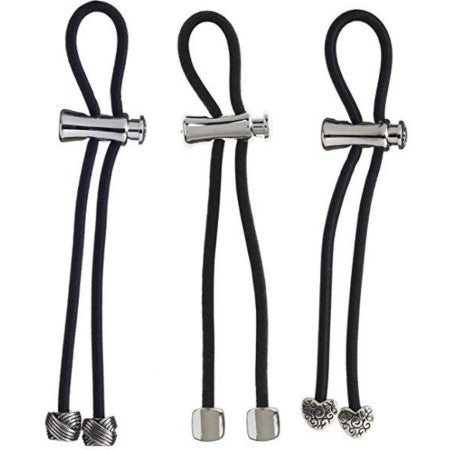 Pulleez Ponytail Holder Gift Set of 3 Knot/Nugget/Heart Metal Charm Collection in Organza Bag (Silver), No Hair Breakage, No Bumps, Hair Accessory (1 Pack)