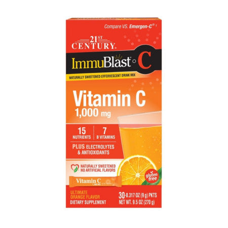 21st Century Immublast Vitamin C Effervescent Drink Mix Packets, Orange Flavor,  30 ea (1 Pack)