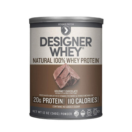 Designer Protein Natural 100% Whey Protein, Gourmet Chocolate, 12 oz  (1 Pack)