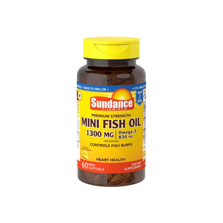 Sundance Vitamins  Mini Fish Oil 1300 mg, Natural Lemon Flavor,  60 ea (1 Pack)
