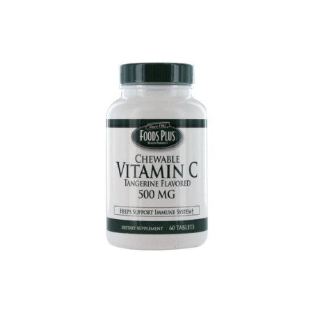 Food Plus Vitamin C-500mg Chewable Tablets, Tangerine Flavored, 60 ea (1 Pack)