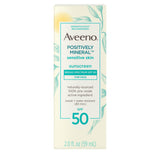 Aveeno Positively Mineral Sensitive Skin Daily Sunscreen Lotion for Face, Broad Spectrum SPF 50 Facial Sunscreen, Travel-Size, 2  oz (1 Pack)