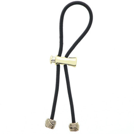 Pulleez Sliding Ponytail Holder, Gold Knot Charms, Black Elastic 1 ea (1 Pack)