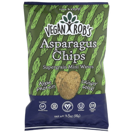 Vegan Rob's Supergrain Mini Waves, Asparagus Chips 12 Bags 3.5 oz (1 Pack)