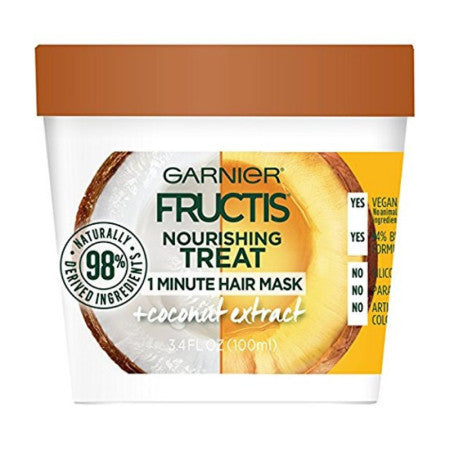 Garnier Fructis Nourishing Treat 1 Minute Hair Mask + Coconut Extract 3.4 oz (1 Pack)