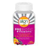 Align  Prebiotic + Probiotic Supplement Gummies, Natural Fruit Flavors,  60 ea (1 Pack)