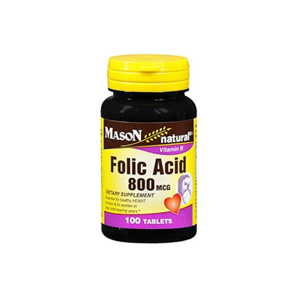 Mason Natural Folic Acid 800 mcg, 100 ea (1 Pack)
