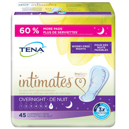 TENA Incontinence Pads for Women, Overnight, 45 Count 1 ea (1 Pack)