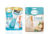 Amope  Pedi Perfect Electronic Foot File - Regular Coarse, Blue with Amope Pedimask Foot Sock Mask, 1 Pair, Macadamia Oil Essence 1 ea (1 Pack)