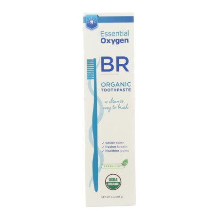 Essential Oxygen BR Organic Toothpaste Peppermint, 4 oz (1 Pack)