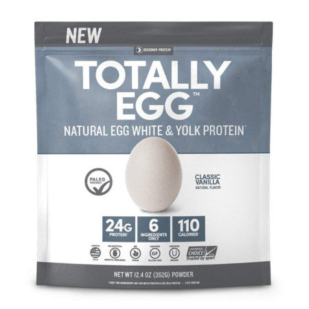 Designer Protein Totally Egg Protein Powder, French Vanilla Flavor, 12.4 oz (1 Pack)