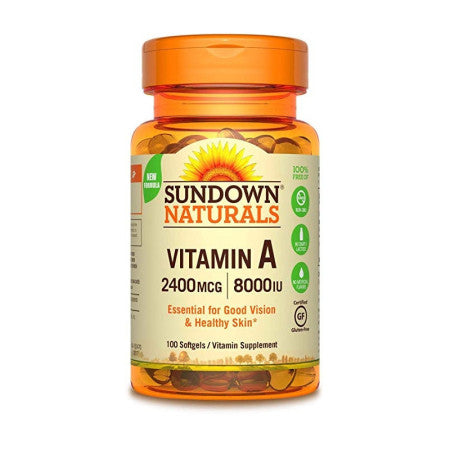 Sundown Naturals Vitamin A 2400 mcg, 100 ea (1 Pack)