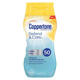 Coppertone Defend & Care Clear Zinc Sunscreen Lotion Broad Spectrum SPF 50, 6 oz (1 Pack)