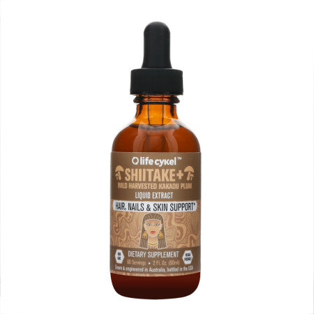 Life Cykel Shiitake Mushroom with Australian Wild Harvested Kakadu Plum Liquid Extract - 2 fl oz. (60 Servings) - This Inner Beauty Extract Brings the Glow to the Surface - Hair, Skin and Nail Support (1 Pack)