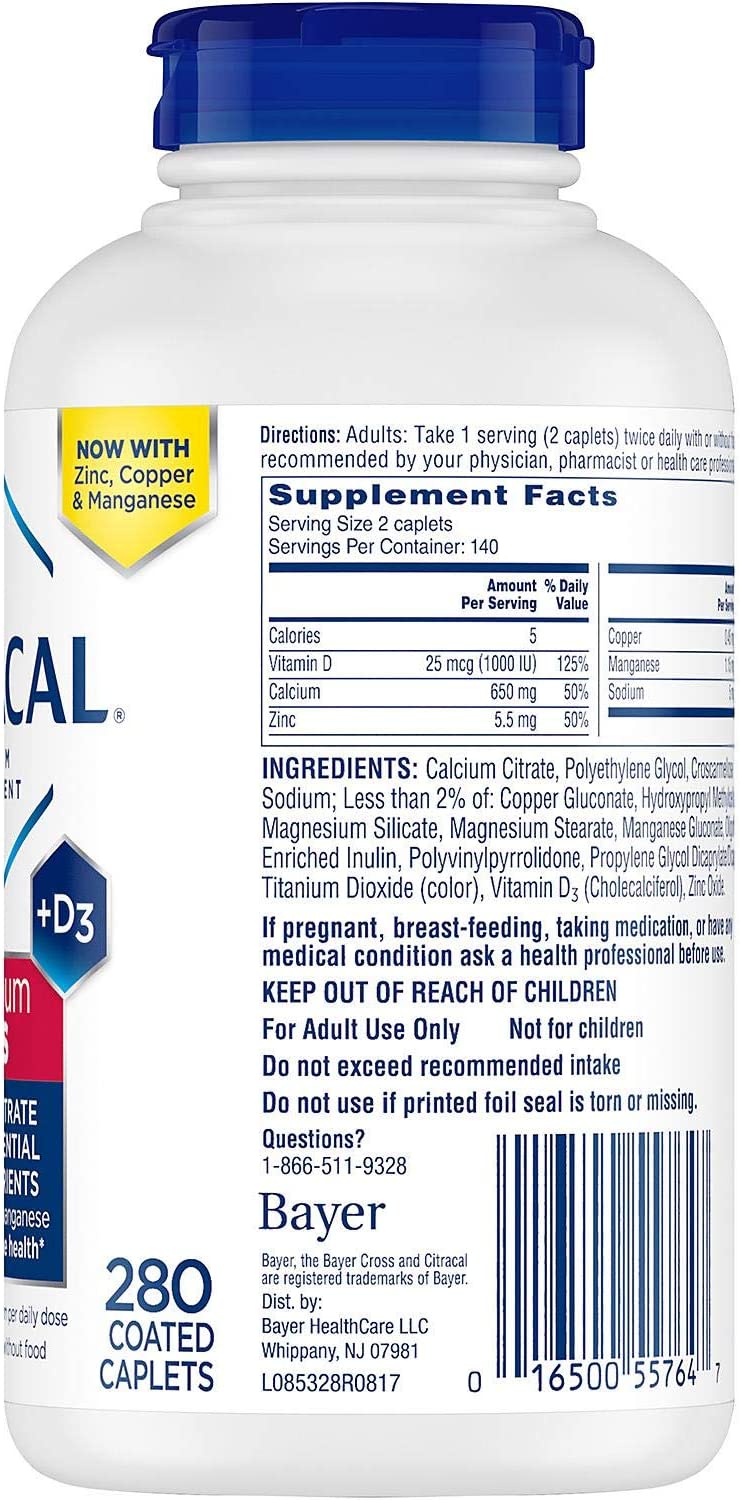 Citracal Maximum Plus Calcium Citrate + D3 280 Caplets