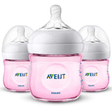 Philips AVENT 3-Pack Natural Wide-Neck Bottles - Pink (4 oz, 125 ml)