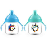 Philips Avent, My Penguin Sippy Cup, 9 Ounces / 260 ml, 2-Pack, 6 Months +, BPA-Free (Blue and Green)