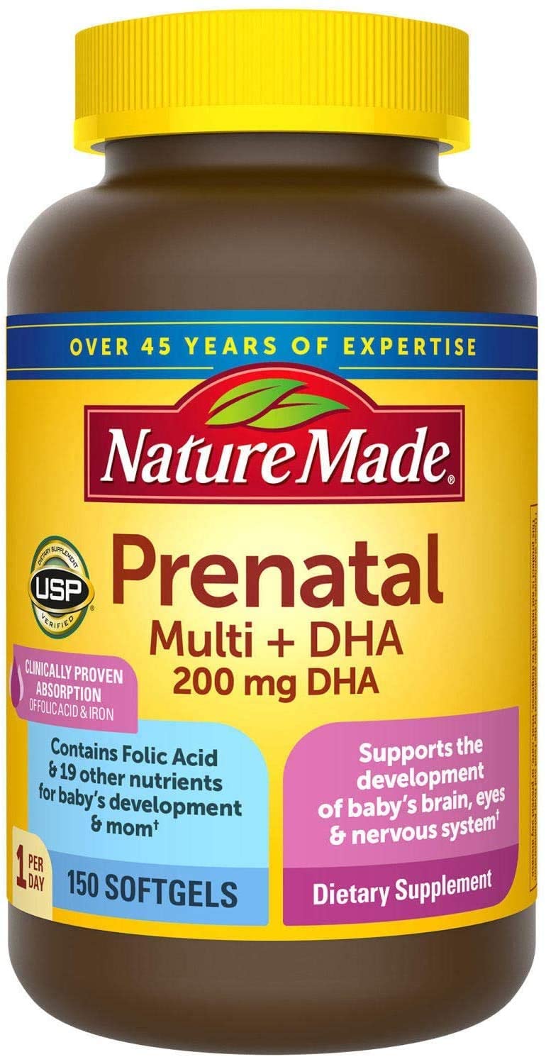 Nature Made Nature Made Prenatal + Dha 200 mg Dietary Supplement (Netcount 150 Soft Gels), 150Count