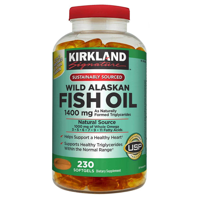 Kirkland Signature Kirkland Signature Wild Alaskan Fish Oil 1400 mg Dietary Supplement (Netcount 230 Soft Gels)  230Count
