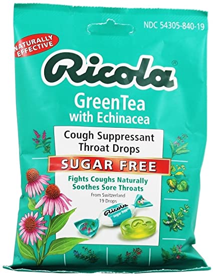 Ricola, Green Tea with Echinacea Cough Suppressant - Throat Drops, Sugar Free, 19 Drops