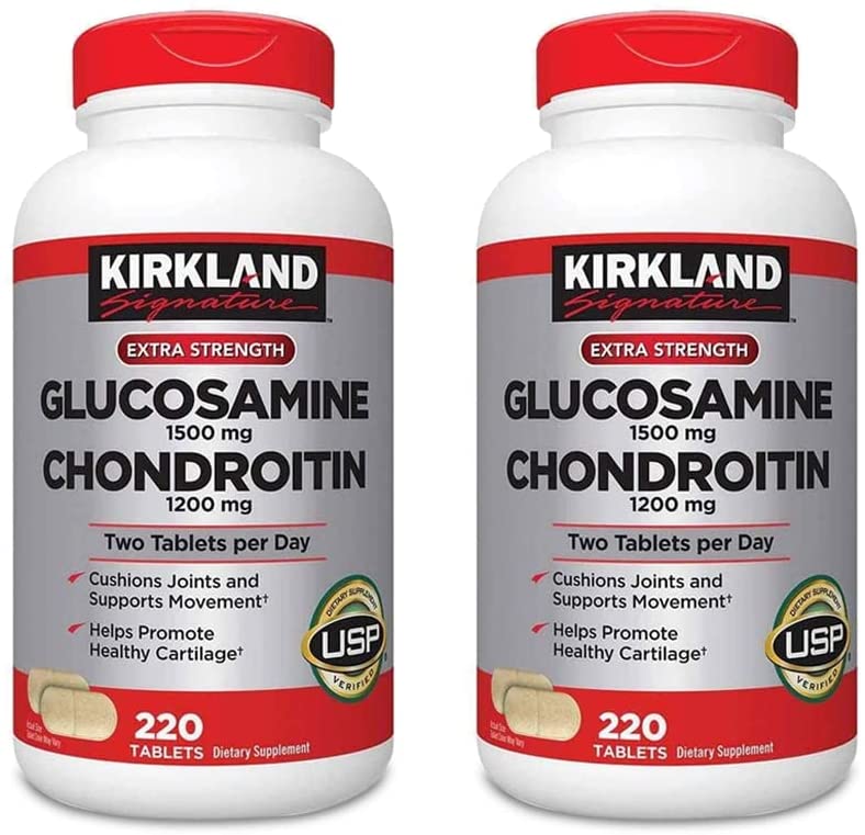 Kirkland Signature Extra Strength Glucosamine 1500mg/Chondroitin 1200mg Sulfate 220 Tablets (Pack of 2)