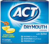 ACT Dry Mouth Lozenges With Xylitol, Sugar Free, Honey-Lemon, 18 Count