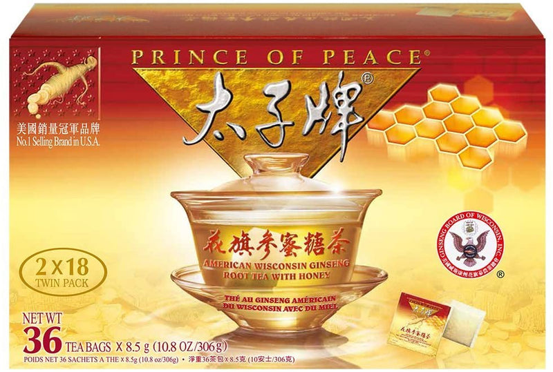 Prince of Peace American Wisconsin Ginseng Root Tea with Honey,10.8 oz/306 g