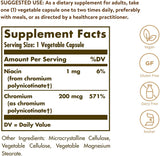 Solgar Chromium Polynicotinate 200 mcg, 100 Vegetable Capsules - Pack of 2 - Supports Healthy Blood Sugar Metabolism - Niacin-Bound Chromium - Vegan, Gluten, Yeast & Dairy Free - 200 Total Servings